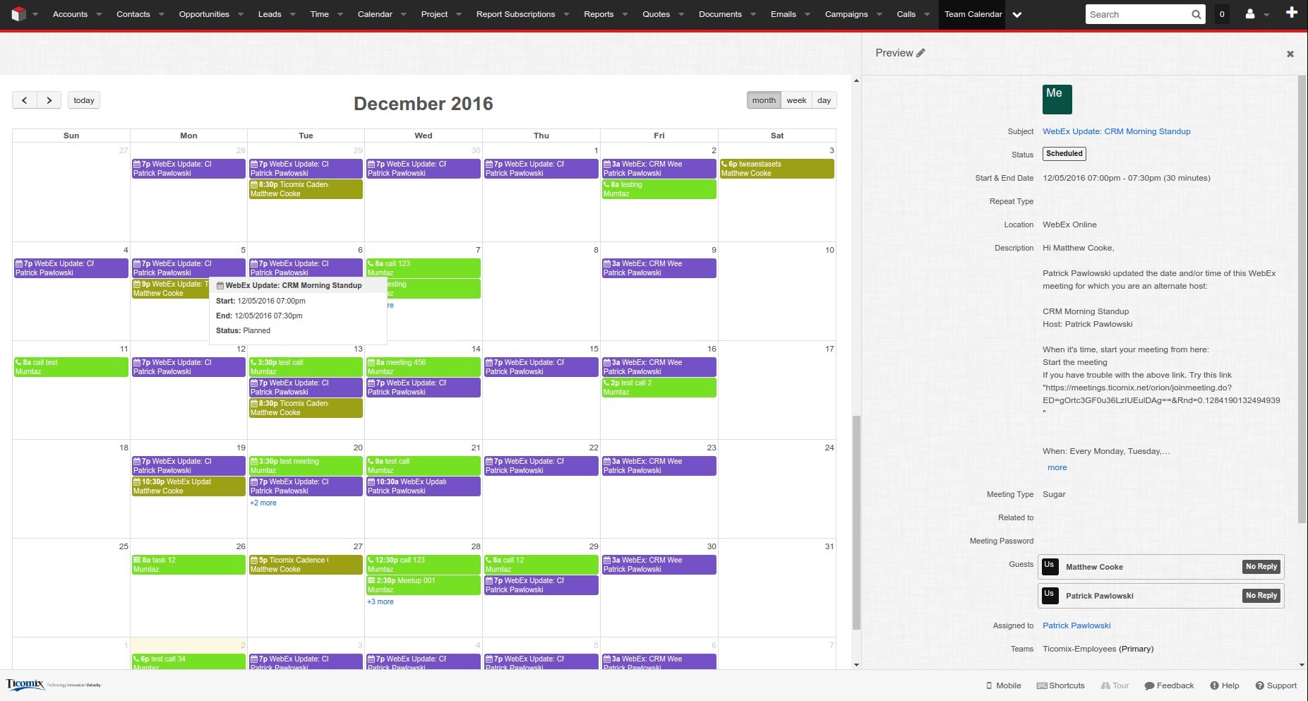 Calendar Customization in SugarCRM 6 Awesome Examples